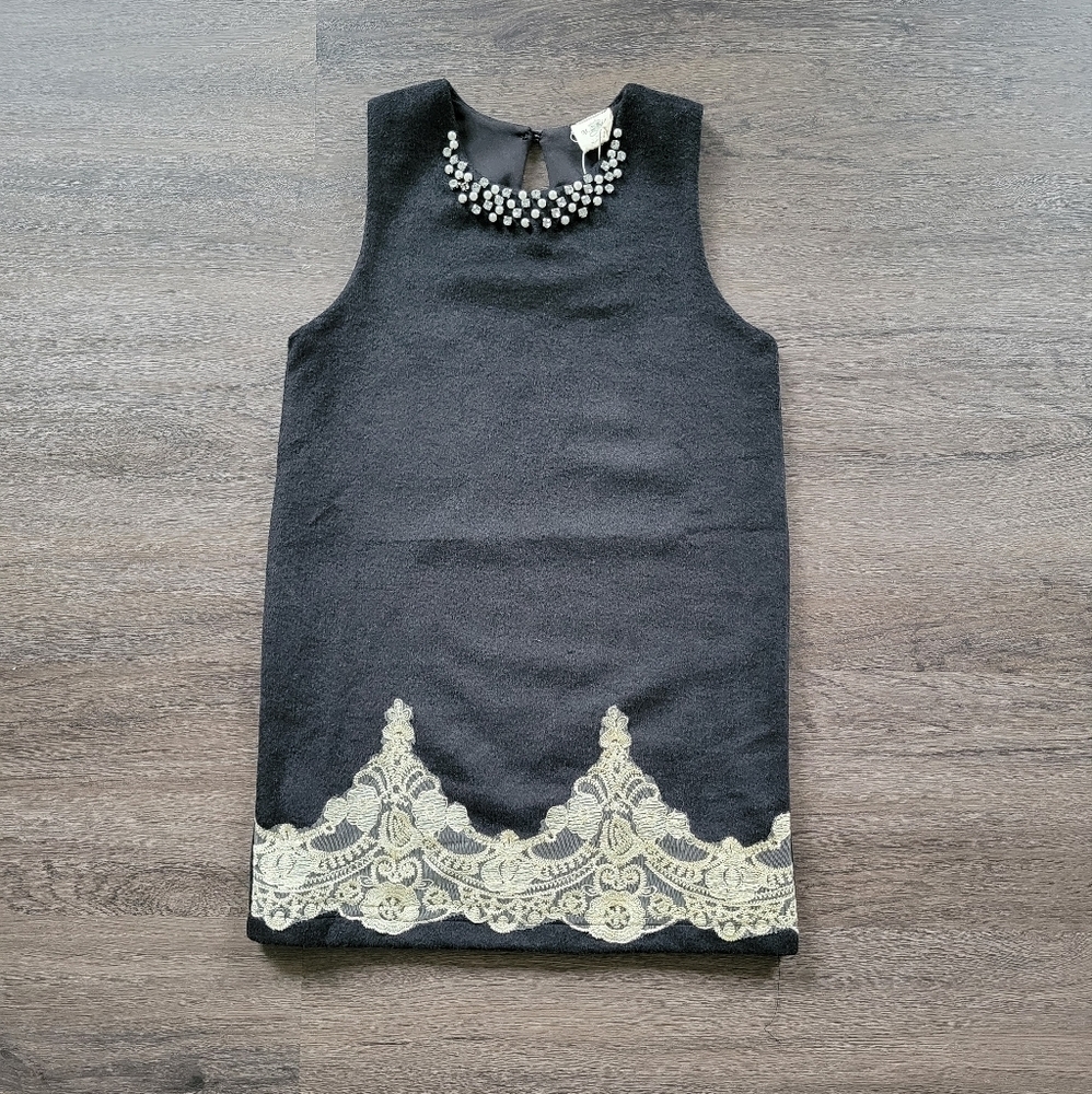 M.L. Kids Black Embellished Shift Girls Dress NWT Size 8